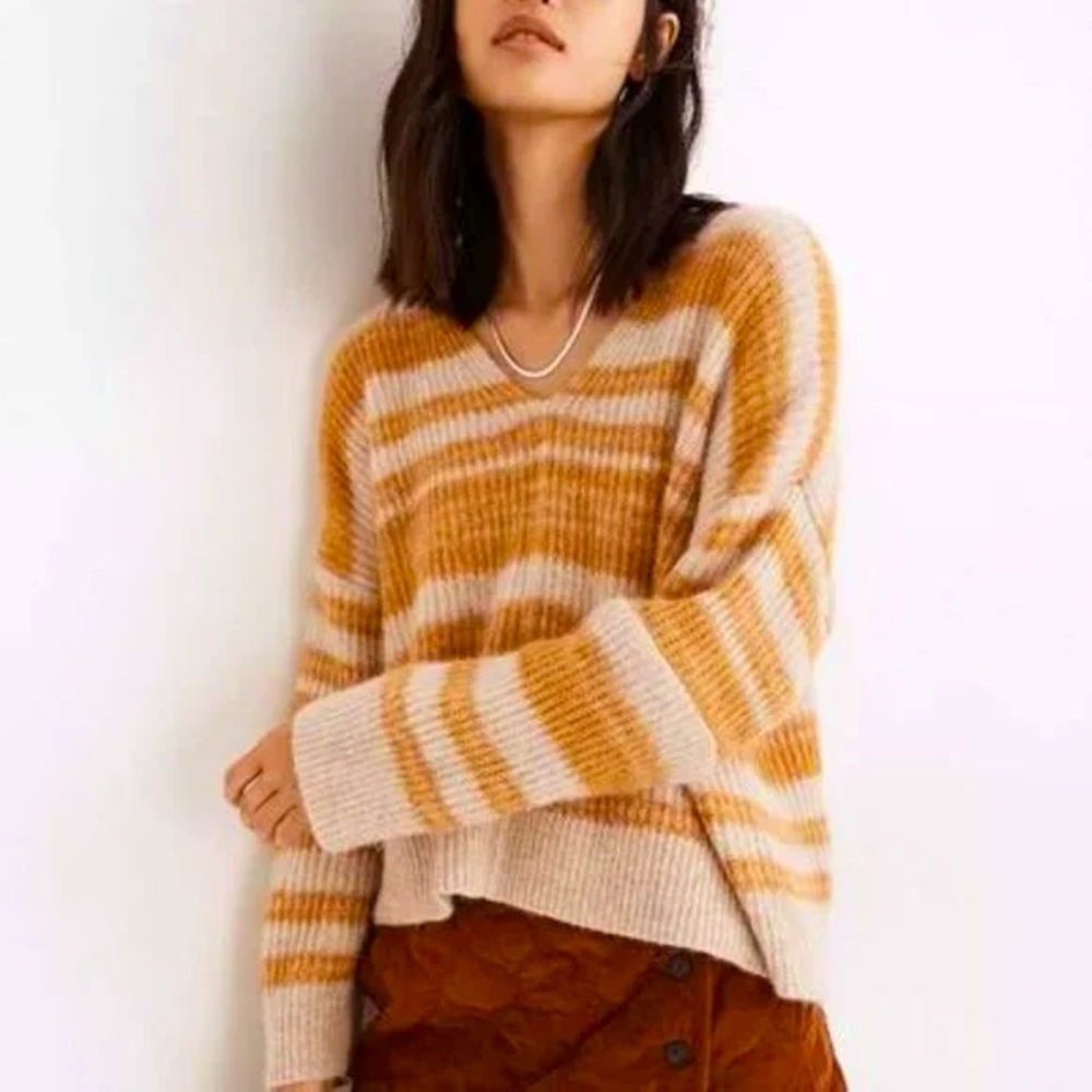 Madewell Juniper Space Dyed Heather Beige & Yellow Alpaca Sweater